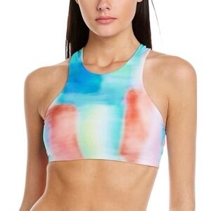 CITRUS Reversible Racerback Sports Bra Bikini Nylon Stretch Tie Dye Multicolor S